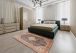 Traditional Chestnut Brown Medallion Rug in a Bedroom, tr1255