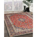 Traditional Light French Beige Brown Medallion Rug in Family Room, tr1256