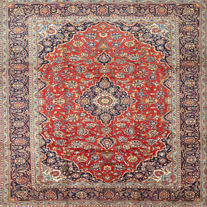 Square Traditional Light French Beige Brown Medallion Rug, tr1256