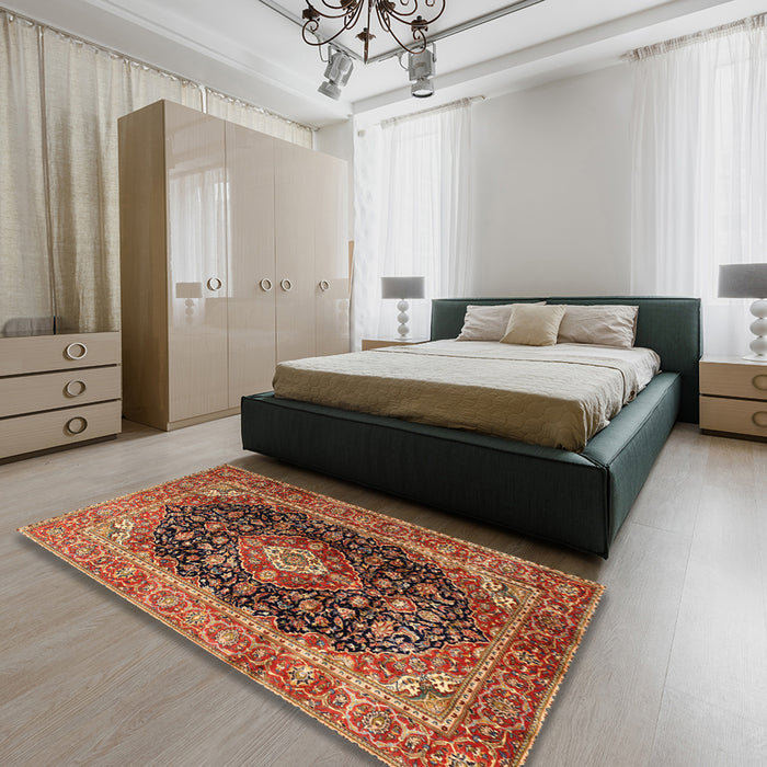 Traditional Red Medallion Rug in a Bedroom, tr1257