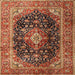 Square Traditional Red Medallion Rug, tr1257