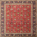 Round Machine Washable Traditional Peru Brown Rug, wshtr1258