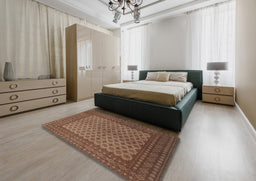 Traditional Dark Sienna Brown Persian Rug in a Bedroom, tr1259