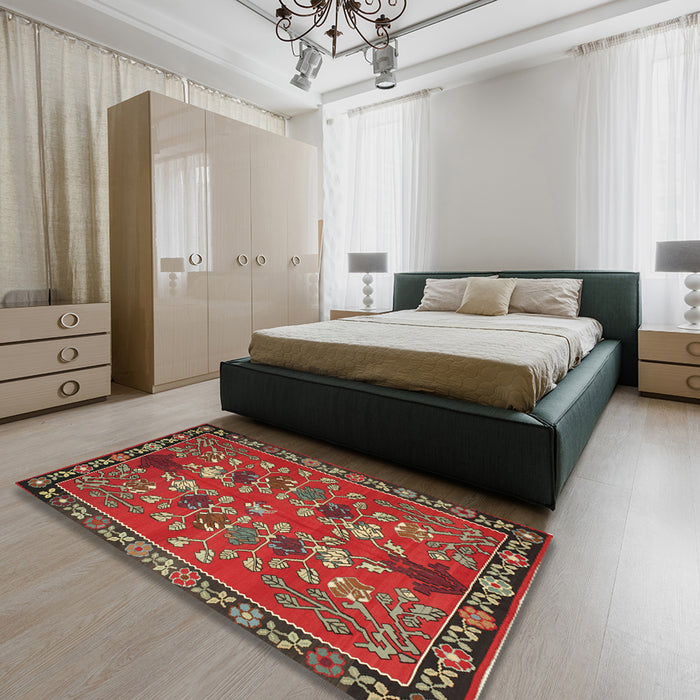 Traditional Brown Animal Rug in a Bedroom, tr125
