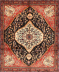 Machine Washable Traditional Saffron Red Rug, wshtr1261