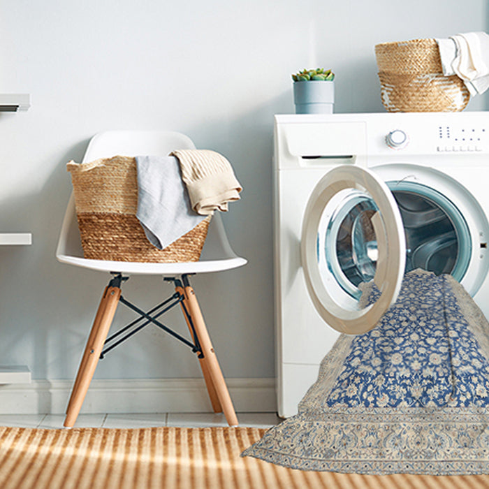 Machine Washable Traditional Slate Blue Grey Blue Rug in a Washing Machine, wshtr1263