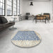 Round Traditional Slate Blue Grey Persian Rug in a Office, tr1263