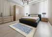 Traditional Slate Blue Grey Persian Rug in a Bedroom, tr1263