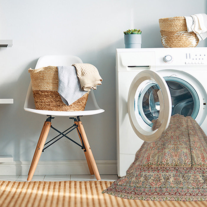 Machine Washable Traditional Sienna Brown Rug in a Washing Machine, wshtr1264