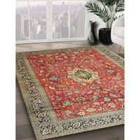 Traditional Fire Brick Red Medallion Rug, tr1265