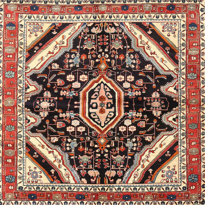 Square Traditional Saffron Red Persian Rug, tr1266