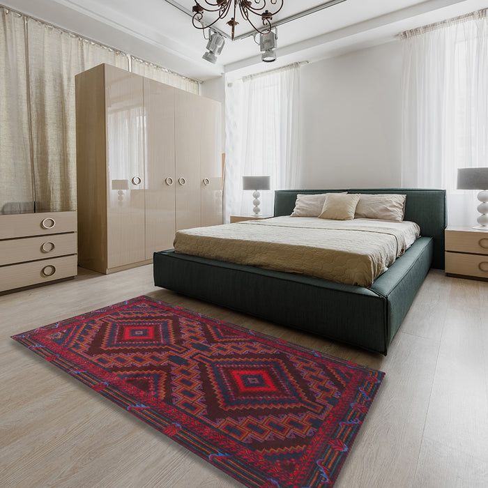 Machine Washable Traditional Purple Rug in a Bedroom, wshtr1267