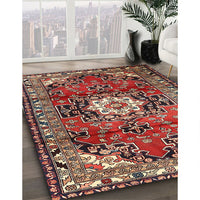 Traditional Saffron Red Medallion Rug, tr1268