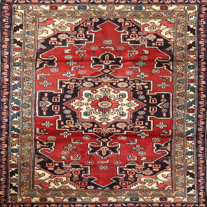 Square Traditional Saffron Red Medallion Rug, tr1268