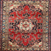 Square Traditional Saffron Red Medallion Rug, tr1268