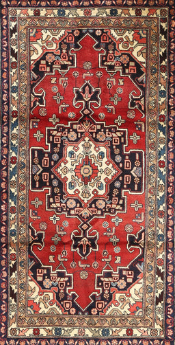 Machine Washable Traditional Saffron Red Rug, wshtr1268