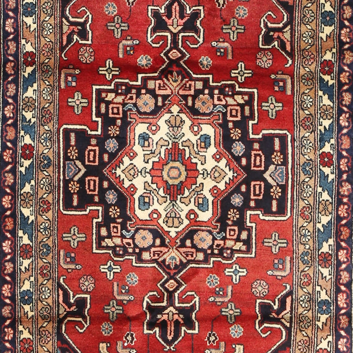 Machine Washable Traditional Saffron Red Rug, wshtr1268