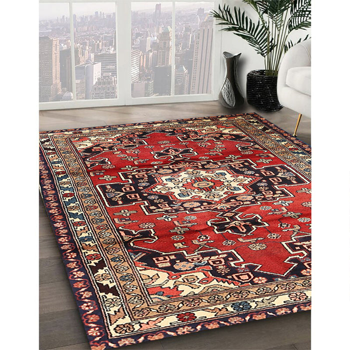 Machine Washable Traditional Saffron Red Rug in a Family Room, wshtr1268