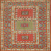 Round Machine Washable Traditional Red Rug, wshtr126