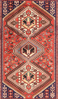 Machine Washable Traditional Tangerine Pink Rug, wshtr1271