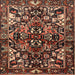 Round Machine Washable Traditional Orange Brown Rug, wshtr1272