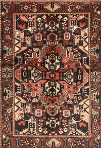 Machine Washable Traditional Orange Brown Rug, wshtr1272