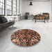 Round Traditional Orange Brown Persian Rug in a Office, tr1272