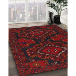 Machine Washable Traditional Tomato Red Rug in a Family Room, wshtr1273