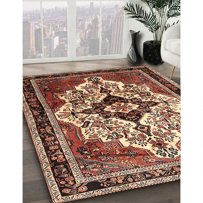 Machine Washable Traditional Sand Brown Rug in a Family Room, wshtr1274