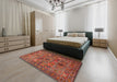 Machine Washable Traditional Rust Pink Rug in a Bedroom, wshtr1275