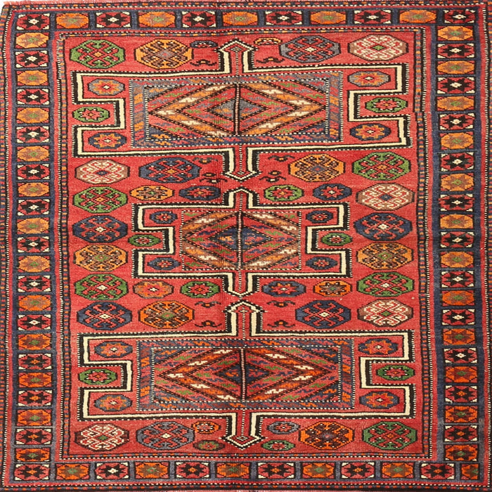 Square Traditional Rust Pink Persian Rug, tr1275