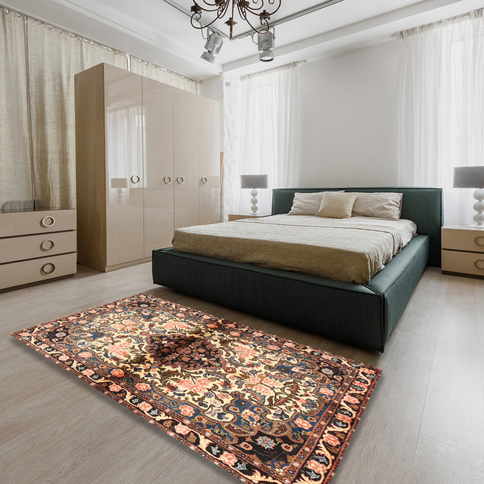 Machine Washable Traditional Red Brown Rug in a Bedroom, wshtr1276