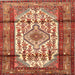 Round Machine Washable Traditional Sand Brown Rug, wshtr1277