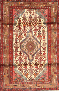 Machine Washable Traditional Sand Brown Rug, wshtr1277