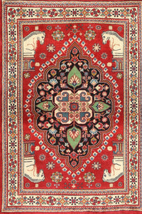 Machine Washable Traditional Red Rug, wshtr1279