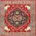 Round Machine Washable Traditional Red Rug, wshtr1279