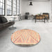 Round Machine Washable Traditional Brown Gold Rug in a Office, wshtr1280