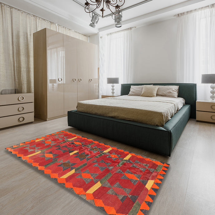 Traditional Red Southwestern Rug in a Bedroom, tr1282