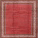 Round Machine Washable Traditional Copper Red Pink Rug, wshtr1283