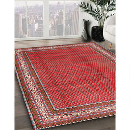 Machine Washable Traditional Copper Red Pink Rug in a Family Room, wshtr1283