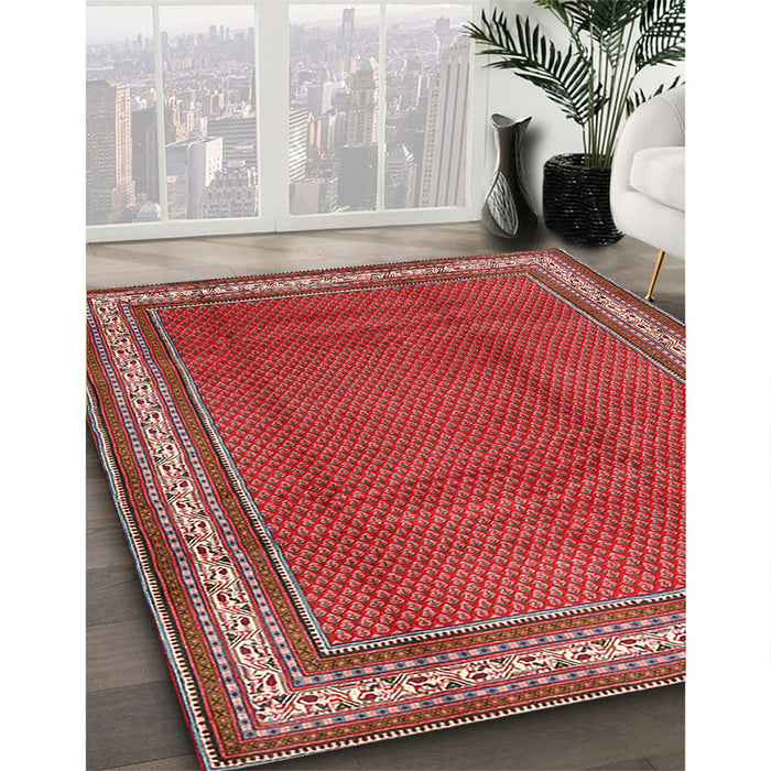 Machine Washable Traditional Copper Red Pink Rug in a Family Room, wshtr1283