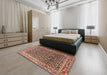 Machine Washable Traditional Saffron Red Rug in a Bedroom, wshtr1286