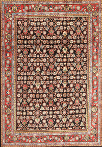 Machine Washable Traditional Saffron Red Rug, wshtr1286