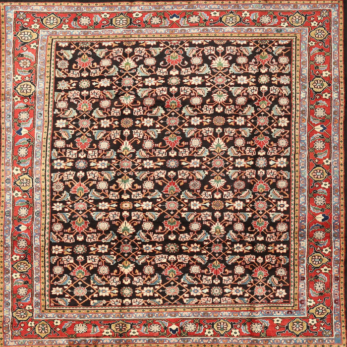 Square Traditional Saffron Red Persian Rug, tr1286