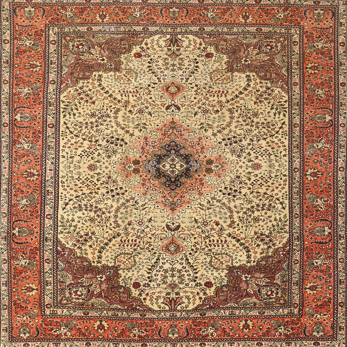 Square Traditional Dark Sienna Brown Persian Rug, tr1287