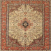 Round Machine Washable Traditional Dark Sienna Brown Rug, wshtr1287