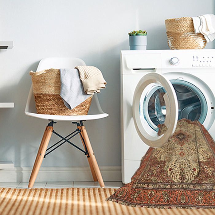 Machine Washable Traditional Dark Sienna Brown Rug in a Washing Machine, wshtr1287