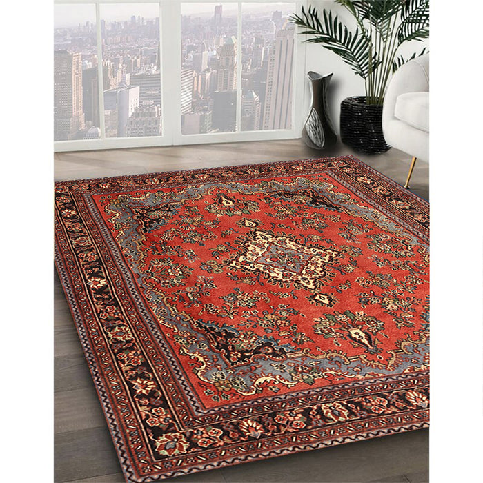 Machine Washable Traditional Tomato Red Rug in a Family Room, wshtr1288