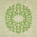 Square Traditional Khaki Gold Medallion Rug, tr128