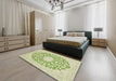 Traditional Khaki Gold Medallion Rug in a Bedroom, tr128